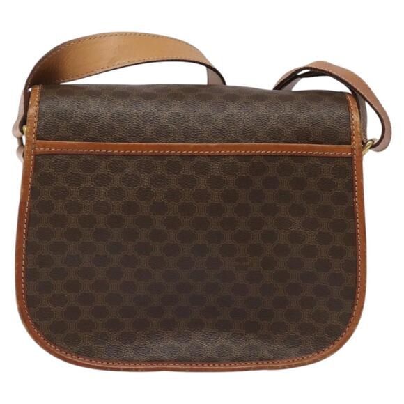 CELINE Macadam Canvas Shoulder Bag Pvc Leather Brown Gold - Picture 3 of 12